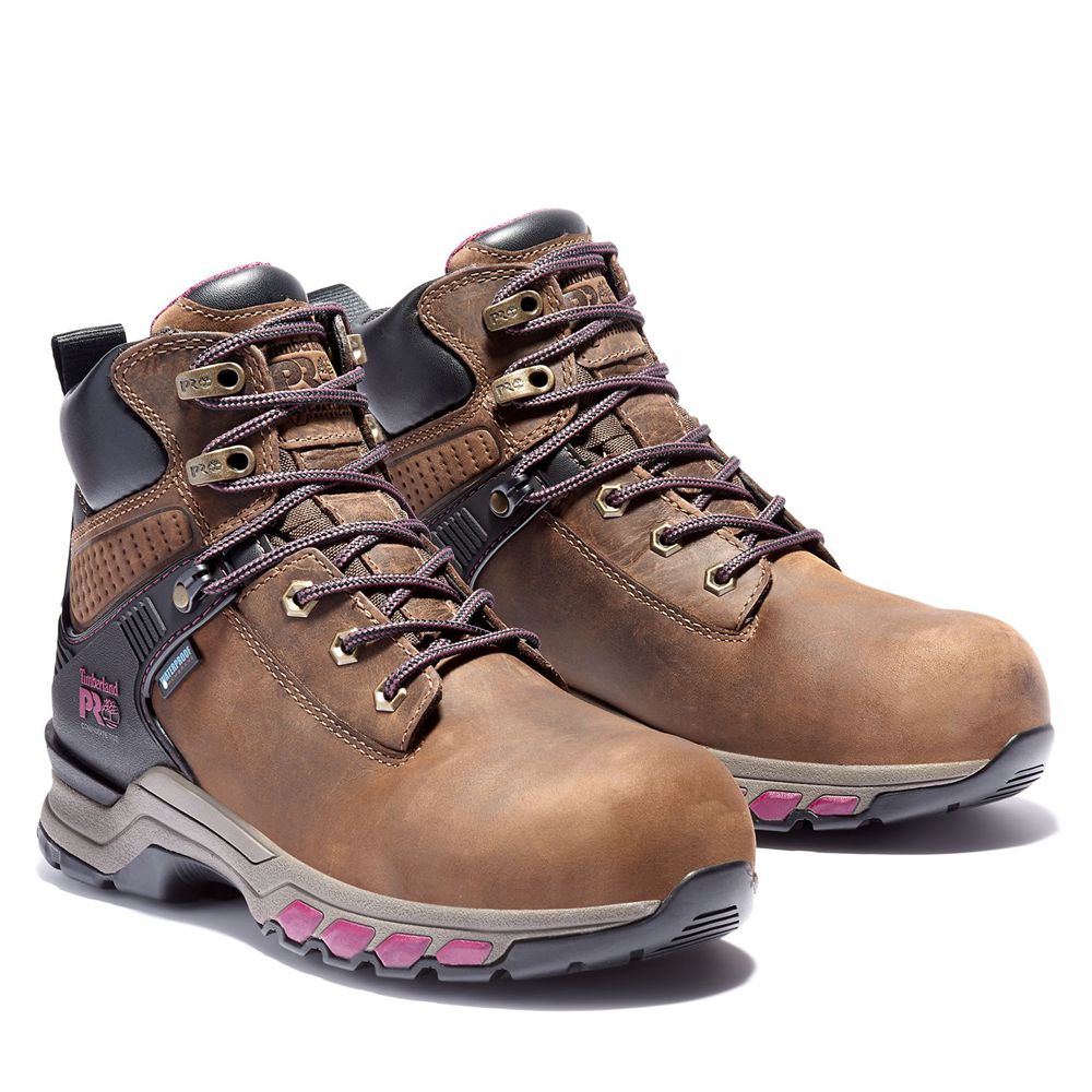 Timberland Womens Work Boots PRO® Hypercharge 6-Inch Composite-Toe Waterproof - Brown/Black - India